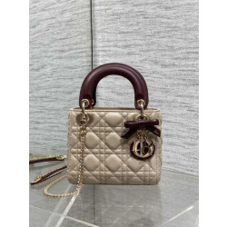 Mini borsa Lady Dior Dior bow rossa/beige