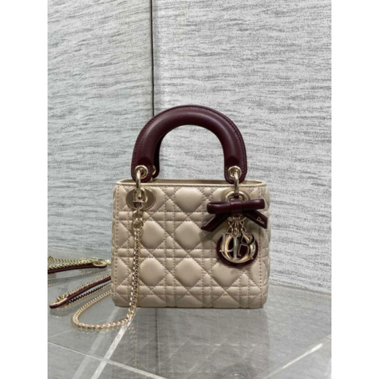 Mini borsa Lady Dior Dior bow rossa/beige Mini borsa Lady Dior Dior bow rossa/beige