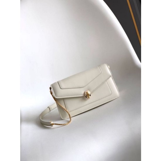 Pochette con catena Bvlgari Serpenti Forever 20cm Versione Chip bianco