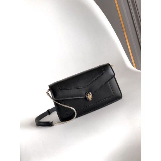 Pochette con catena Bvlgari Serpenti Forever 20cm Versione Chip Nero