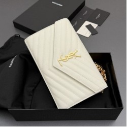 Sito Replica Portafoglio a catena YSL Saint Laurent Envelope pelle originale bianco Imitazioni Replica perfette Portafoglio a catena YSL Saint Laurent Envelope pelle originale bianco