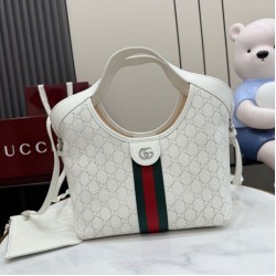 Qualit&agrave; Premium Borsa piccola Gucci Giglio traforata GG 860845 bianca