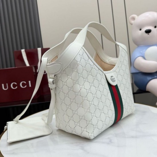 Sito Replica Qualità Premium Borsa piccola Gucci Giglio traforata GG 860845 bianca Imitazioni Replica perfette Qualità Premium Borsa piccola Gucci Giglio traforata GG 860845 bianca