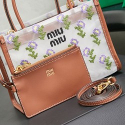 Sito Replica Qualità Premium Borse tote rete ricamata Miu Miu 5BA310 19cm Imitazioni Replica perfette Qualità Premium Borse tote rete ricamata Miu Miu 5BA310 19cm