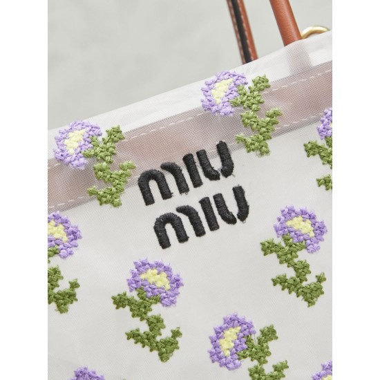 Sito Replica Qualità Premium Borse tote rete ricamata Miu Miu 5BA310 19cm Imitazioni Replica perfette Qualità Premium Borse tote rete ricamata Miu Miu 5BA310 19cm
