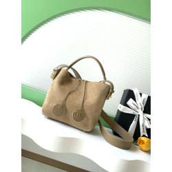Borsa a mano Chanel 26S AS6268  scamosciata con tracolla larga grigio