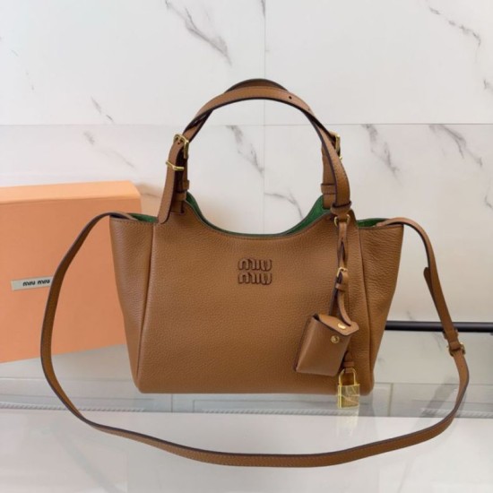 Borsa Tote Miu Miu hammered marrone