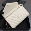 Portafoglio a catena YSL Saint Laurent Envelope pelle originale bianco