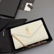 Portafoglio a catena YSL Saint Laurent Envelope pelle originale bianco