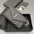 Portafoglio a catena YSL Saint Laurent Envelope pelle originale nero argento