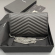 Portafoglio a catena YSL Saint Laurent Envelope pelle originale nero argento