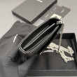 Portafoglio a catena YSL Saint Laurent Envelope pelle originale nero argento