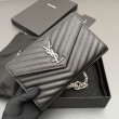 Portafoglio a catena YSL Saint Laurent Envelope pelle originale nero argento