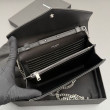 Portafoglio a catena YSL Saint Laurent Envelope pelle originale nero argento