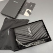 Portafoglio a catena YSL Saint Laurent Envelope pelle originale nero argento