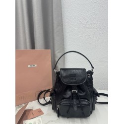 Zaino Miu Miu 26s pelle cerata 5bc043 22cm nero