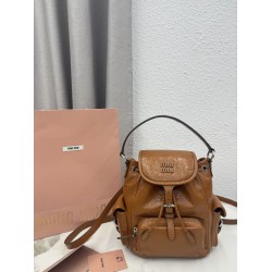 Zaino Miu Miu 26s pelle cerata 5bc043 marrone