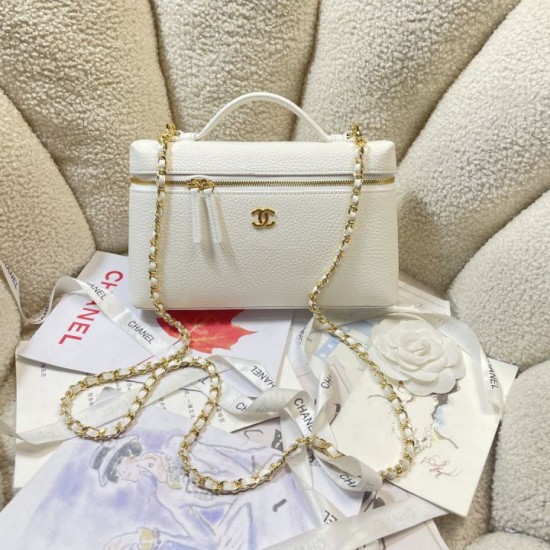 Borse Firmate Replica Chanel AS5347 Vanity con catena 23cm Bianco