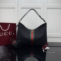 Replica perfette Borsa tote grande Gucci Giglio A008NS tela GG nera
