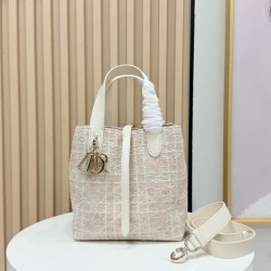 Replica perfette Borse Firmate  tote verticale Dior Tweed Toujours motivo Cannage rosa