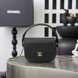 Replica perfette Borsa Chanel Mini Flap con manico superiore AS6424 Nero