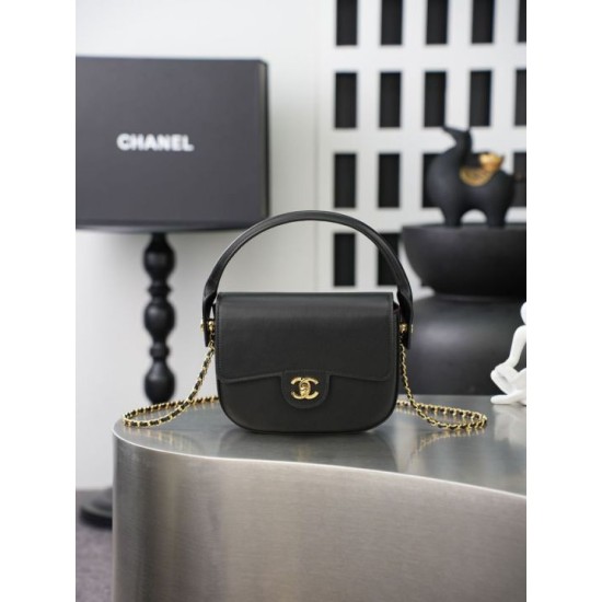 Borsa Chanel Mini Flap con manico superiore AS6424 Nero