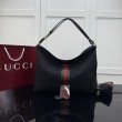 Borsa tote grande Gucci Giglio A008NS tela GG nera