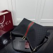 Borsa tote grande Gucci Giglio A008NS tela GG nera