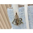 Borsa tote verticale Dior Tweed Toujours motivo Cannage Blu