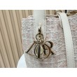 Borse Firmate Replica tote verticale Dior Tweed Toujours motivo Cannage rosa