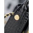 Mini borsa a tracolla Chanel stampa coccodrillo AS6424 Nero