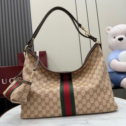 Replica perfette Borse  tote grande Gucci Giglio A008NS tela GG marrone