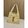 Borse Firmate Replica tote Icare YSL Saint Laurent con intreccio rafia albicocca