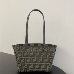 Replica perfette Borsa tote piccola Fendi in tessuto jacquard Marrone