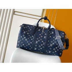 163c01 LV Keepall Bandoulière 50 Borsa da viaggio M28836 Blu