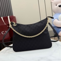 Replica perfette Imitazioni borse griffate a tracolla piccola Gucci A006OA Lady Lunetta GG Nero