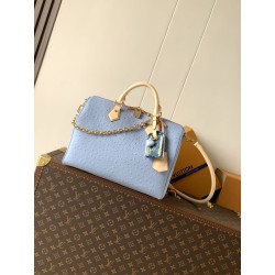 Imitazioni borse griffate Louis Vuitton Speedy Soft 30 M89688 struzzo blu