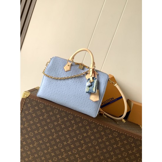 Imitazioni borse griffate Louis Vuitton Speedy Soft 30 M89688 struzzo blu