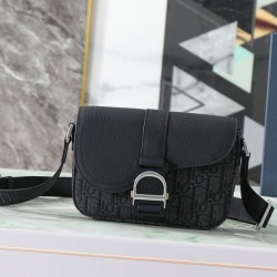 Replica Perfetta Borsa a tracolla Dior Mini Saddle Heritage con patta nero Imitazione Falsa