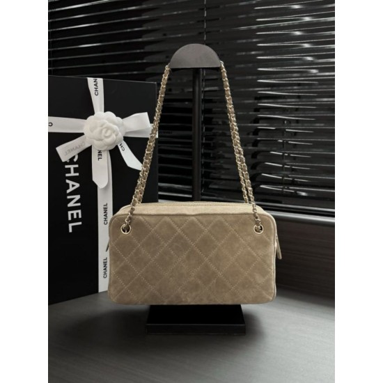 Borsa a tracolla orizzontale Chanel 26A AS6443 Albicocca scamosciata