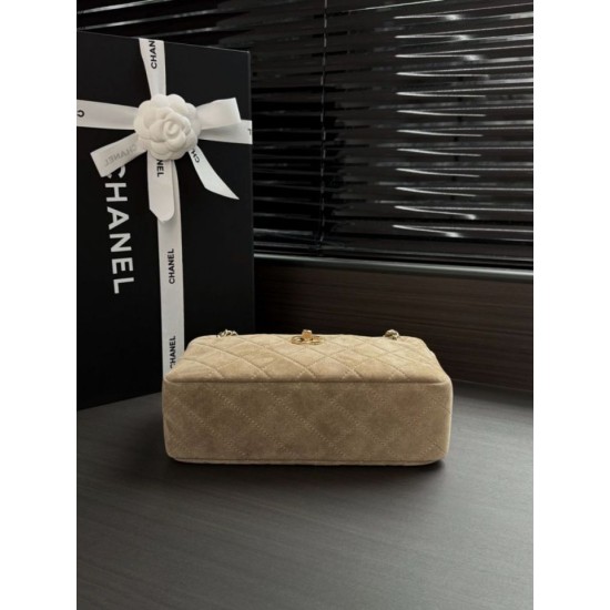 Borsa a tracolla orizzontale Chanel 26A AS6443 Albicocca scamosciata