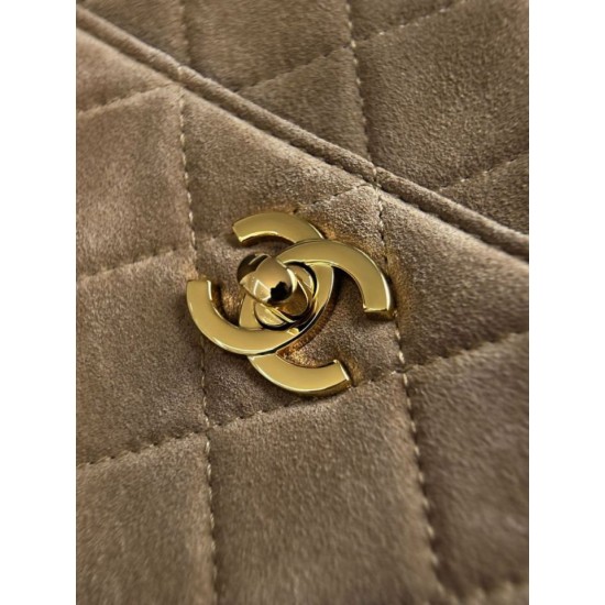 Borsa a tracolla orizzontale Chanel 26A AS6443 Albicocca scamosciata
