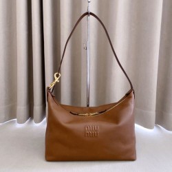 Replica Perfetta Borsa a tracolla Spirit Hobo Miu Miu 5BC217 nappa Marrone Imitazione Falsa