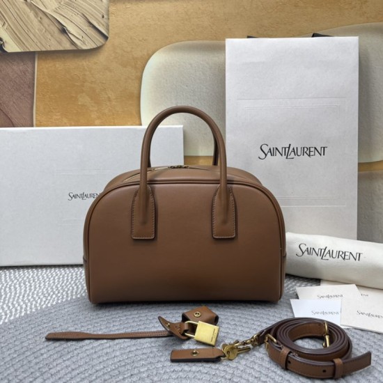 Replica di alta qualità Borsa Boston Sac de Jour YSL Saint Laurent pelle liscia Giallo terroso Replica Perfetta Borsa Boston Sac de Jour YSL Saint Laurent pelle liscia Giallo terroso Imitazione Falsa