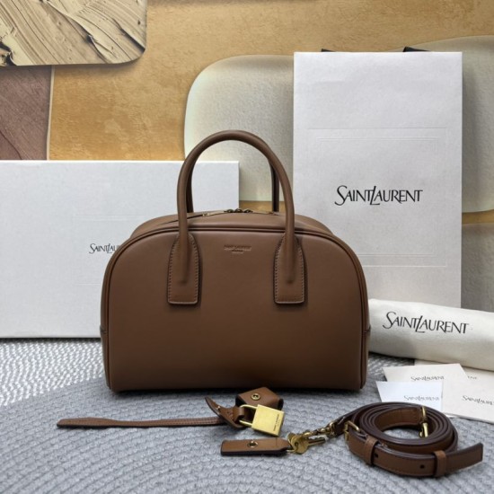 Replica di alta qualità Borsa Boston Sac de Jour YSL Saint Laurent pelle liscia Giallo terroso Replica Perfetta Borsa Boston Sac de Jour YSL Saint Laurent pelle liscia Giallo terroso Imitazione Falsa