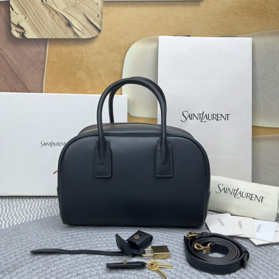 Replica Perfetta Borsa Boston Sac de Jour YSL Saint Laurent pelle liscia Nero Imitazione Falsa
