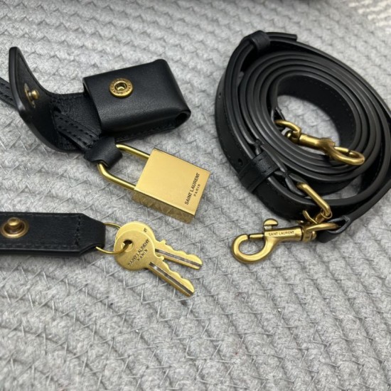 Replica Perfetta Borsa Boston Sac de Jour YSL Saint Laurent pelle liscia Nero Imitazione Falsa