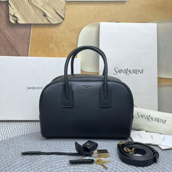 Replica Perfetta Borsa Boston Sac de Jour YSL Saint Laurent pelle liscia Nero Imitazione Falsa