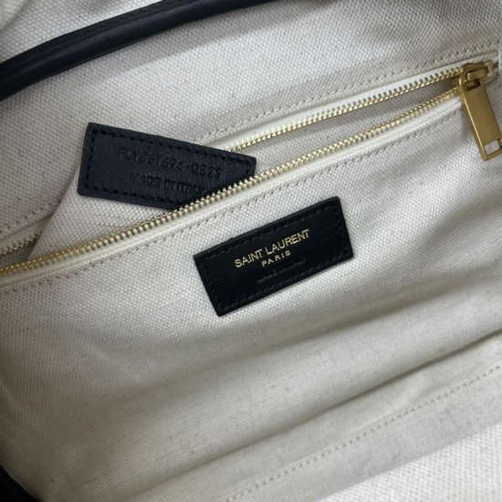 Replica Perfetta Borsa Boston Sac de Jour YSL Saint Laurent pelle liscia Nero Imitazione Falsa