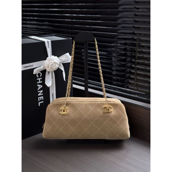 Replica di alta qualità Borsa bowling grande Chanel AS6406 con tracolla a catena Grigio Replica Perfetta Borsa bowling grande Chanel AS6406 con tracolla a catena Grigio Imitazione Falsa